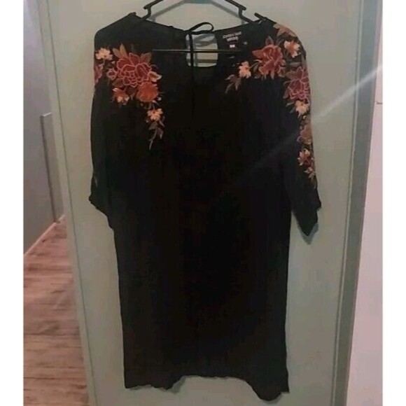 Johnny Was Tops - JOHNNY WAS WORKSHOP SILK Embroidered Floral Black  Bohemian Tunic Top SZ S